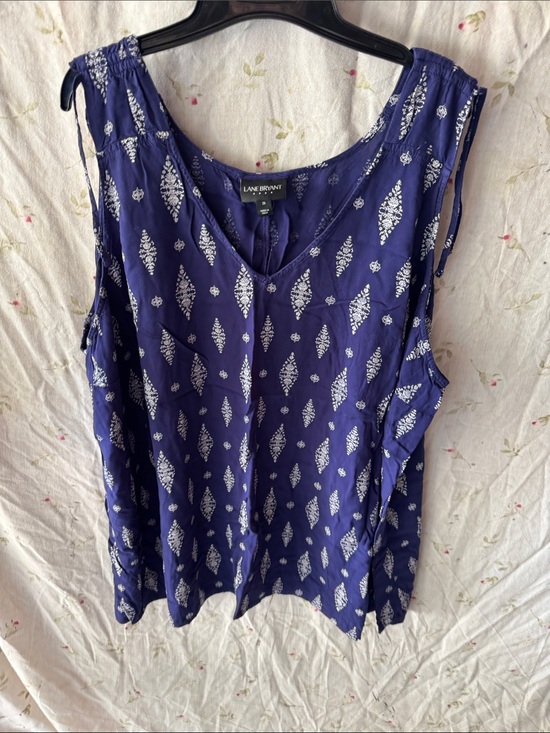 Lane Bryant Tops - Lane Bryant Navy Blue Printed Tie-Shoulder Camisole